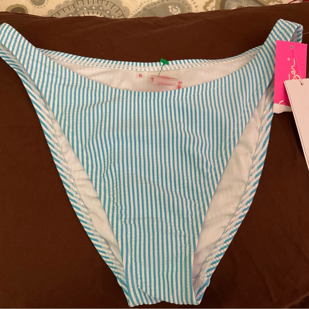 Lilly Pulitzer Blue and White Striped Bikini Bottom